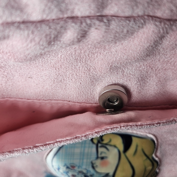 DISNEY Animators Collection Aurora Suede Pink Small Purse Bag with flowers - Picture 5 of 8